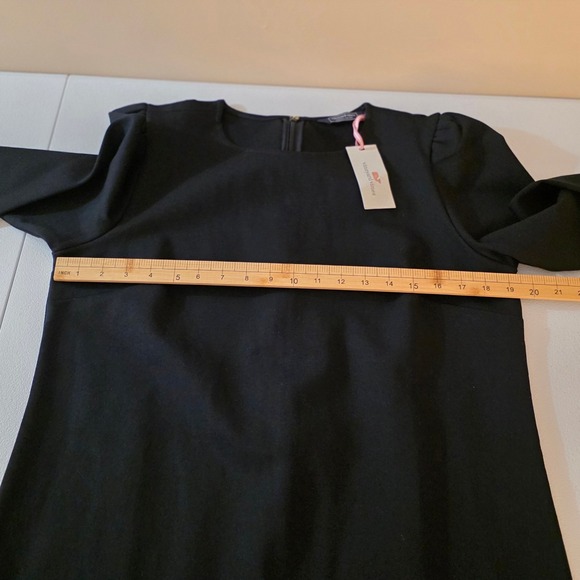 Vineyard Vines Jet Black Ponte Puff Sleeve Dress 2Q011397-002 Womens Large NWT - Picture 6 of 11
